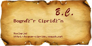 Bognár Ciprián névjegykártya